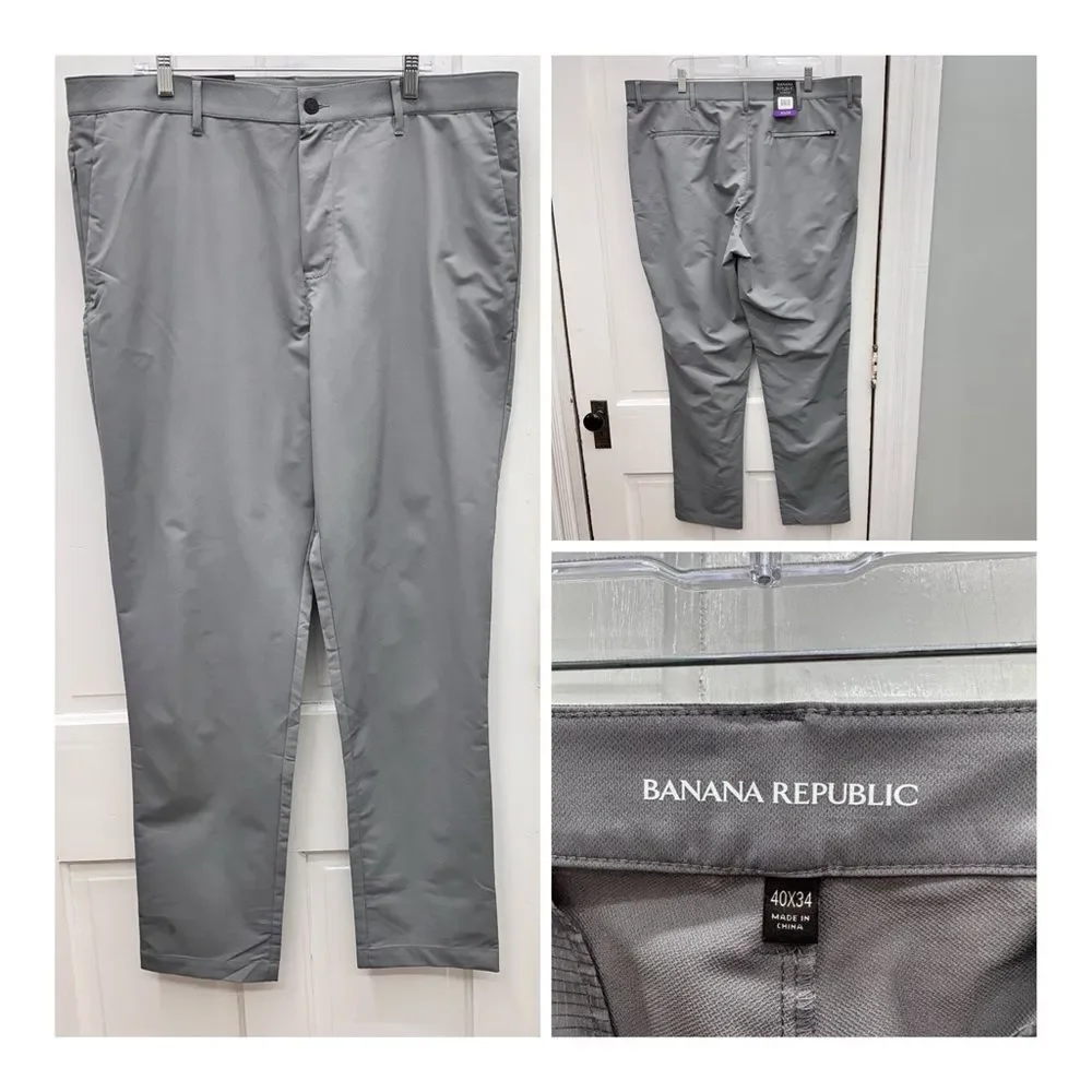 NWT Banana Republic flat front grey dress pants men's 40 x 34. lightweight comfy